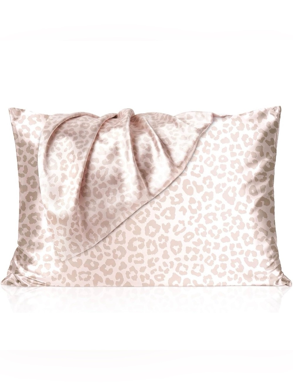 2 Satin Pillowcases Standard Size Pink Leopard Print